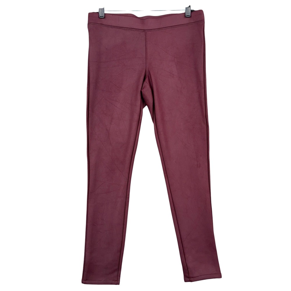 Express Faux Leather Leggings Women M Polyester Spandex Burgundy